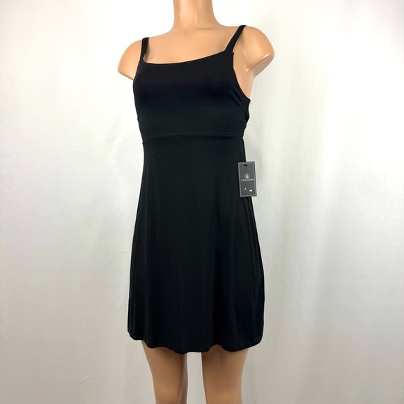 Volcom Easy Babe Mini Dress NWT Sleeveless Back Tie Black Soft Modal Sz S Boho - Picture 3 of 13